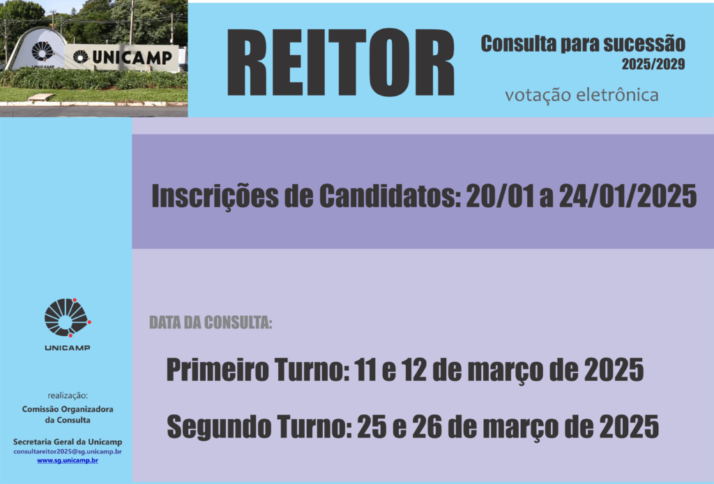 Inscrições de candidatos a reitor serão aceitas durante o período de 20 a 24 de janeiro de 2025