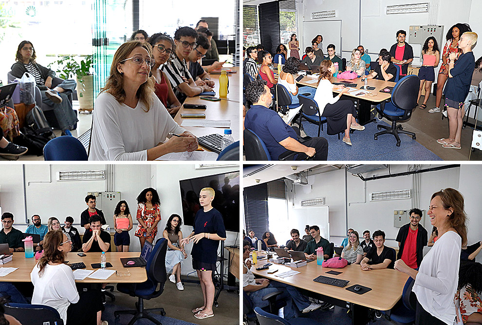 Bodansky participou de uma aula do curso de Midialogia, realizada na sede do IdEA, apresentando comentários, sugestões e críticas aos projetos de audiovisual 