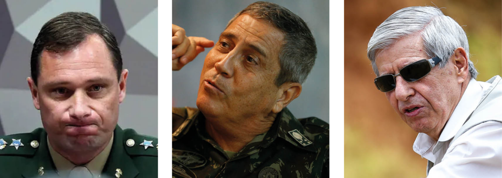 O tenente-coronel Mauro Cid e os generais Walter Braga Netto e Augusto Heleno: militares foram protagonistas nas articulações golpistas, segundo a Polícia Federal