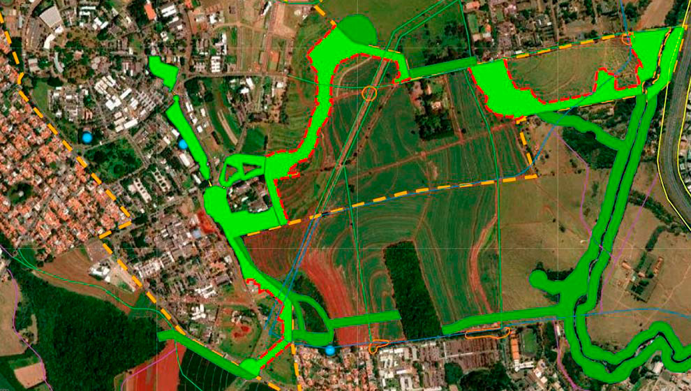 Mapa dos corredores ecológicos (Fonte: Diretoria Executiva de Projeto Integrado)