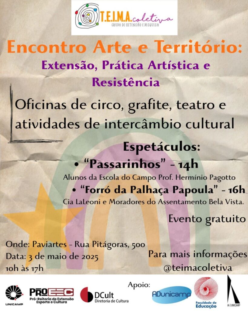 IA realiza o evento "Encontro Arte e Território: Extensão, Prática Artística e Resistência"