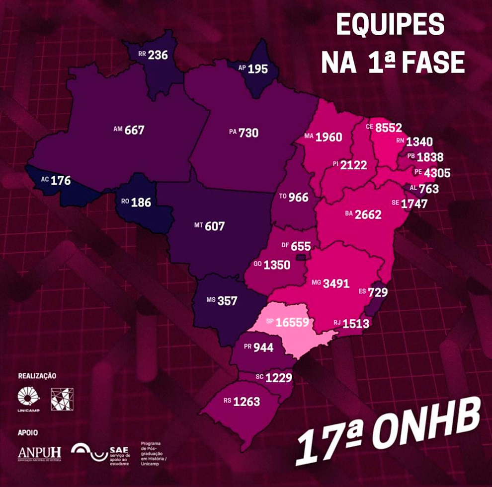 Mapa de representação dos inscritos na ONHB