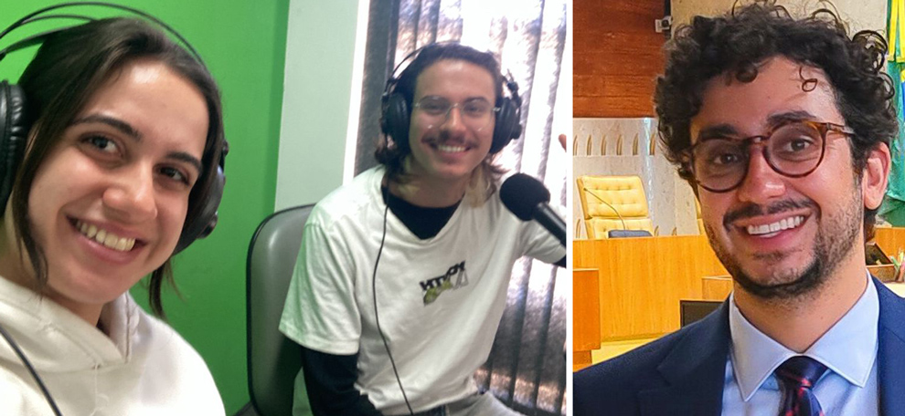 Da esquerda para a direita, os estudantes Luana Vicentin e Bruno Franchi e o coordenador da área de educação do BI0S Victor Vicente: superou as expectativas