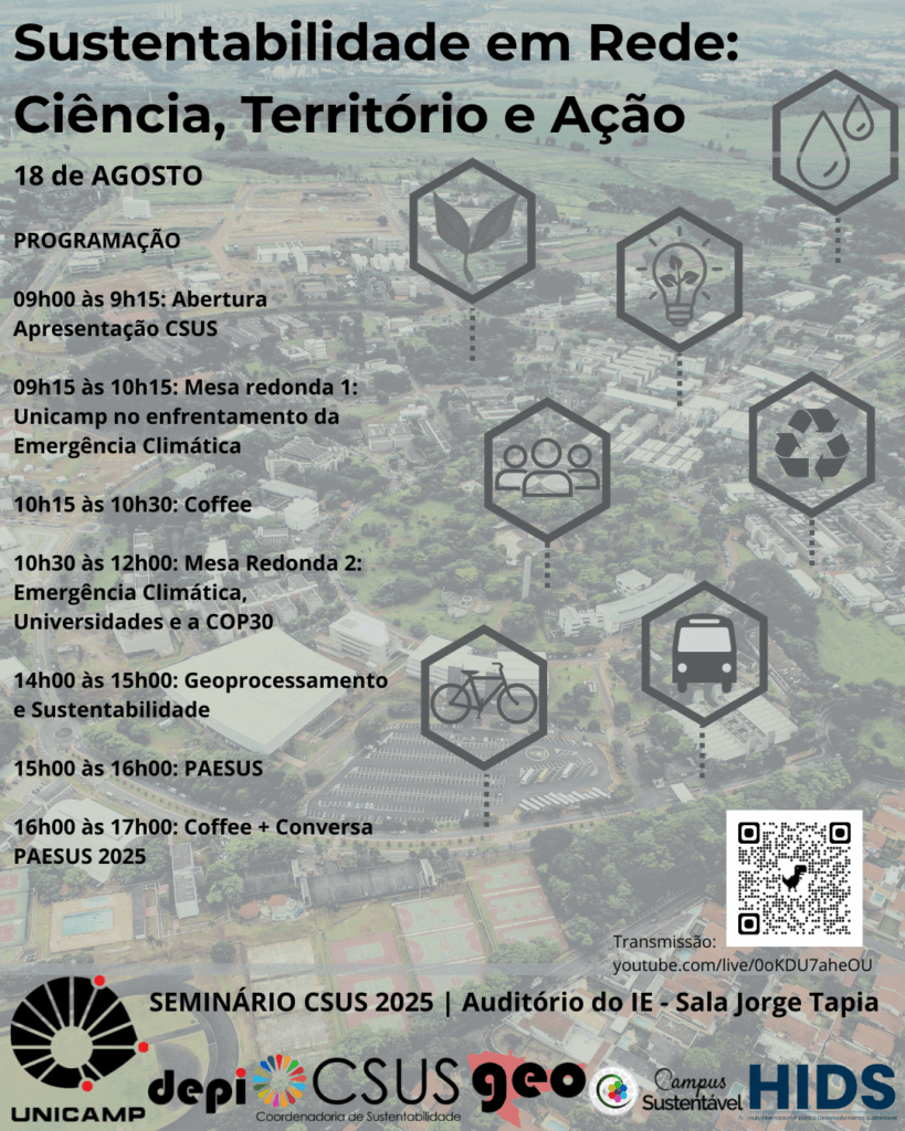 Coordenadoria de Divisão de Sustentabilidade realiza seminário "Sustentabilidade em Rede: Ciência, Território e Ação”