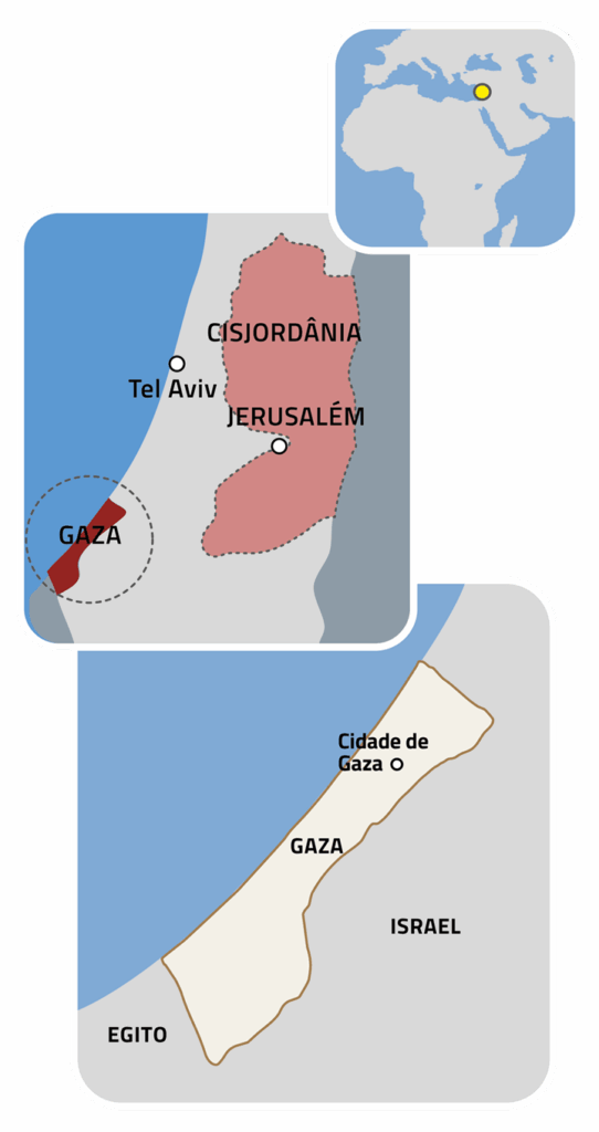 Mapas da Região de Gaza e Israel