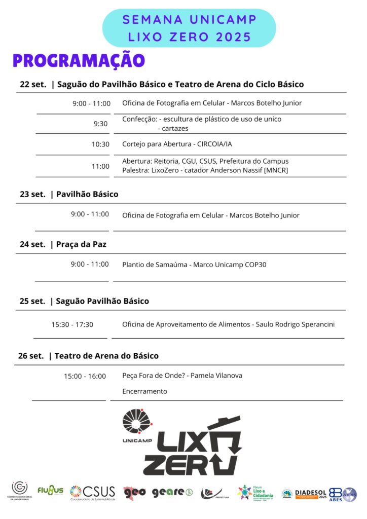 Grupo Gestor Universidade Sustentável e Laboratório Fluxus realizam “VI Semana LixoZero"